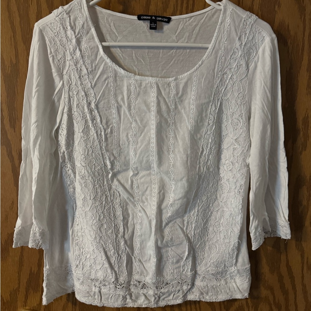 Cable & Gauge Cream Boxy Blouse with Pleated Relaxed Style